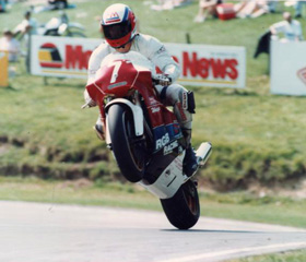 Mike Hose wheelies the RGB Wasp over the Cadwell Mountain