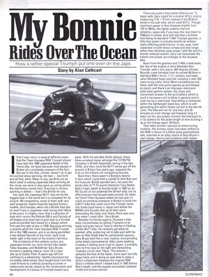 My Bonnie Rides Over The Ocean - How a rather special Triumph Bonneville put one over on the Japs - Story by Alan Cathcart